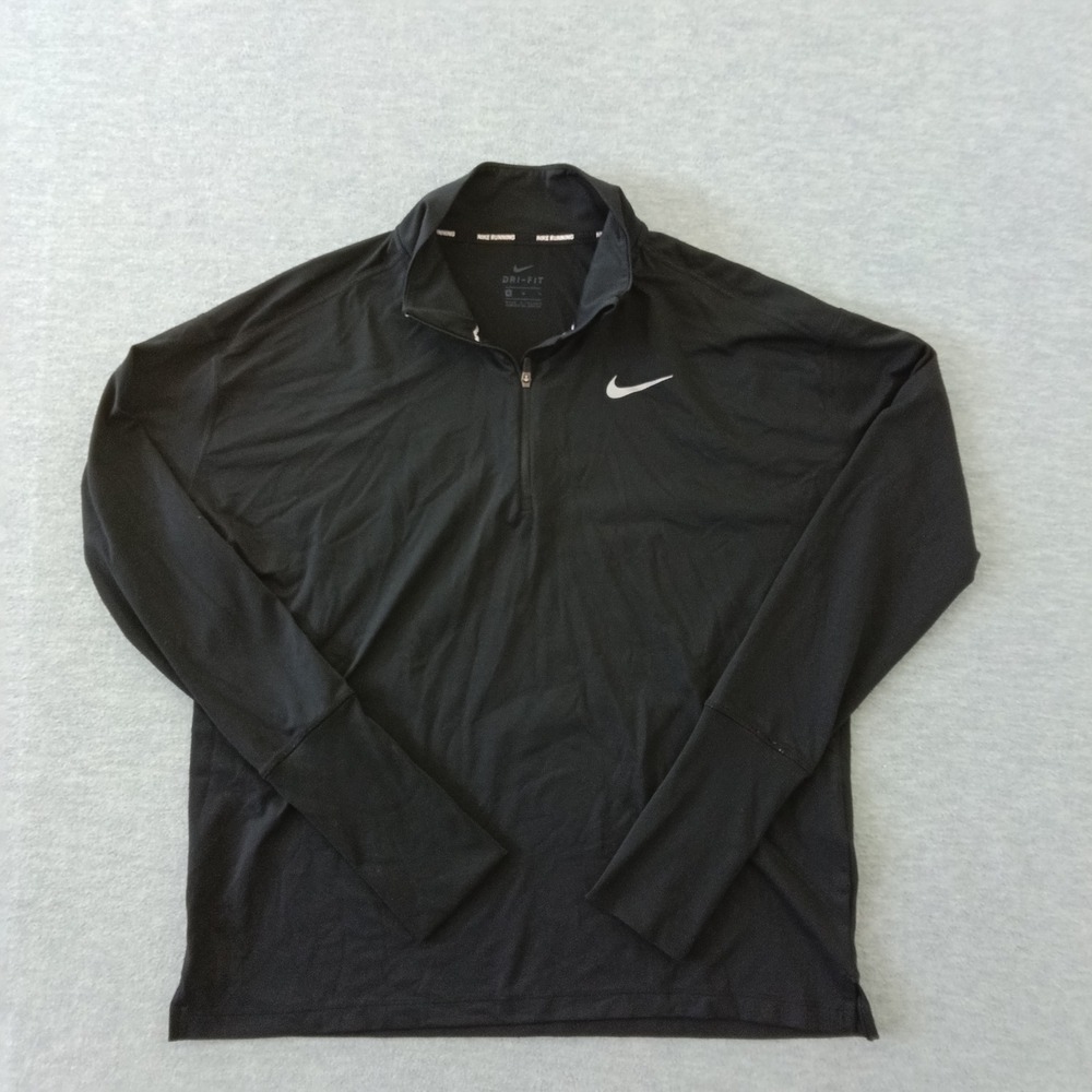 Nike Running Dri-FIT 1/4 Zip Pullover Black Thumbhole Long Sleeve Womens Medium